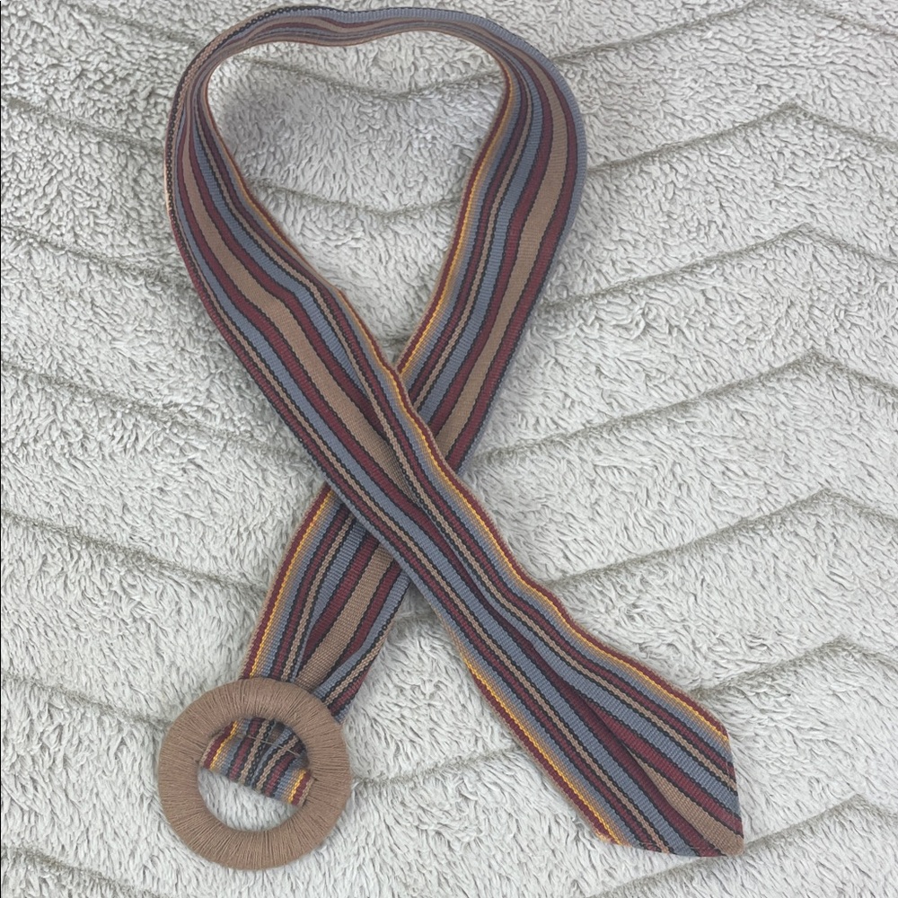 Vintage Wide Woven Belt Horizontal Striped